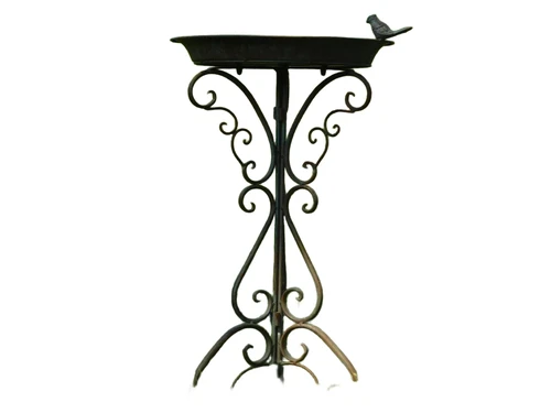 Vogelbad met Vogeltje - 74 cm - Metaal - Groen/Bruin