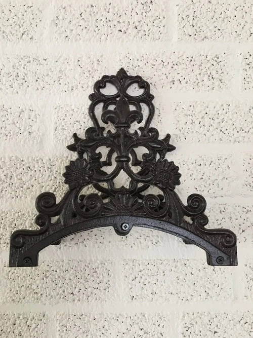  Water hose holder, metal holder, weather resistant cast iron brown
