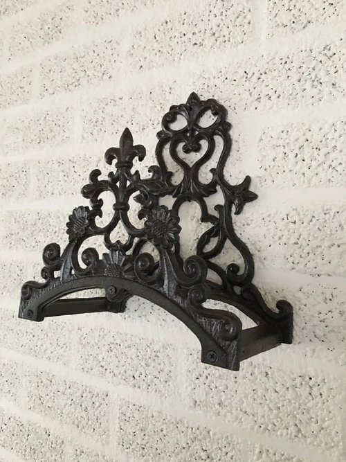  Water hose holder, metal holder, weather resistant cast iron brown