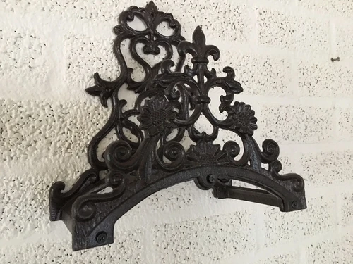  Water hose holder, metal holder, weather resistant cast iron brown