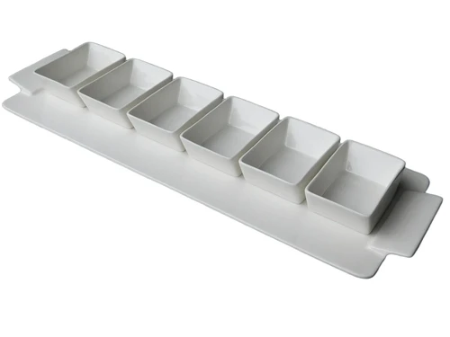 Snack & Dip set - porcelain - seven pieces