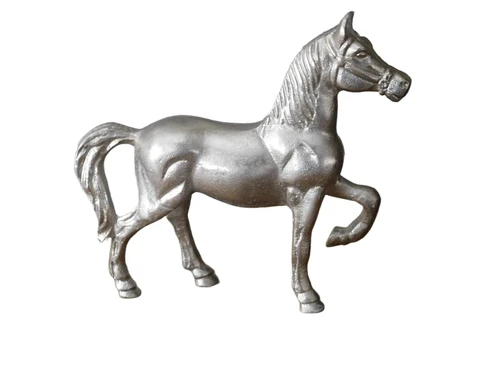 Horse made of aluminum, nickel plated, animal figure