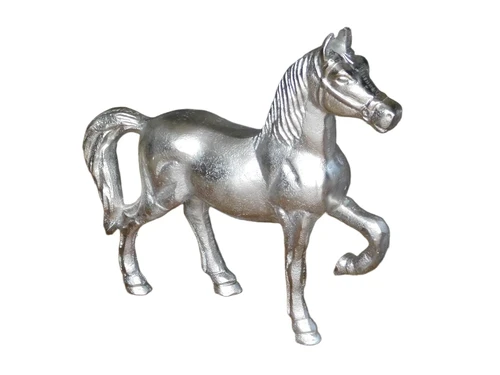Horse made of aluminum, nickel plated, animal figure
