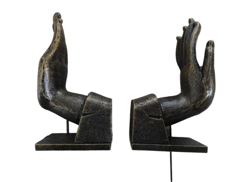 Set of 2 ''Hands'' as bookends - cast iron