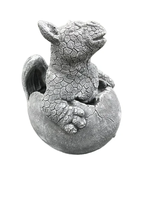 Steinfigur Dinosaurier Baby im Ei - Drachenfigur, Tierfigur Kleiner Drache im Ei