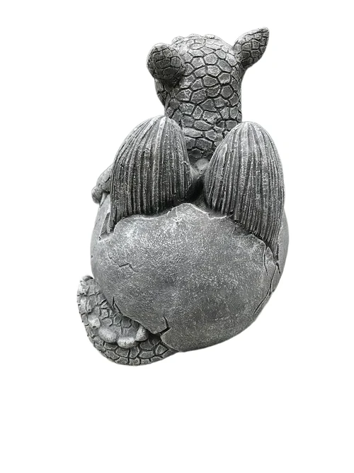 Steinfigur Dinosaurier Baby im Ei - Drachenfigur, Tierfigur Kleiner Drache im Ei
