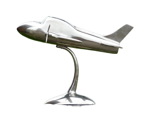 XL Flugzeug auf Stativ - Alu - Farbe Silber