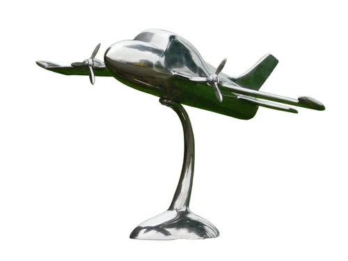 XL Flugzeug auf Stativ - Alu - Farbe Silber
