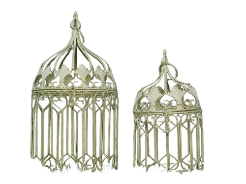 Set of Birdcages - 2 pieces - Vintage White - Iron