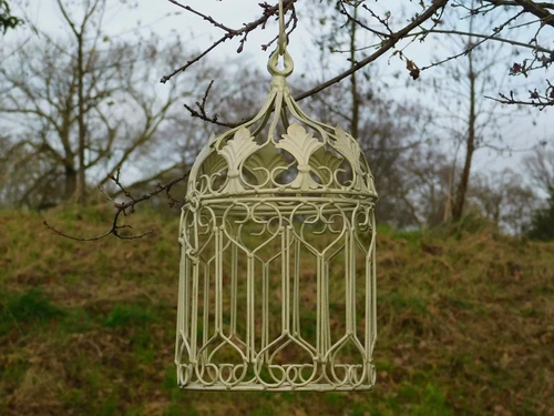 Set of Birdcages - 2 pieces - Vintage White - Iron