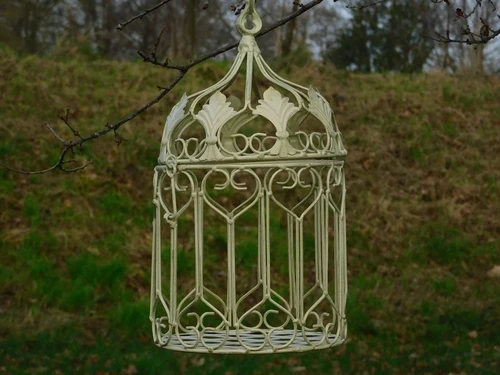 Set of Birdcages - 2 pieces - Vintage White - Iron