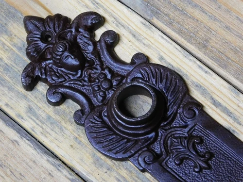 Vintage Door Plate Angel - PC 92 - Cast Iron - Antique Brown