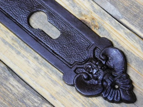 Vintage Door Plate Angel - PC 92 - Cast Iron - Antique Brown