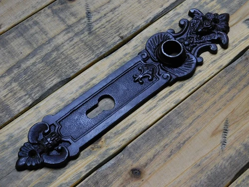 Vintage Door Plate Angel - PC 92 - Cast Iron - Antique Brown