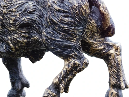 Wild Boar Statue - 45 cm - Black with Gold - Polystone
