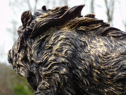 Wild Boar Statue - 45 cm - Black with Gold - Polystone
