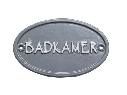 Door sign Bathroom - Grey with White - Cast iron