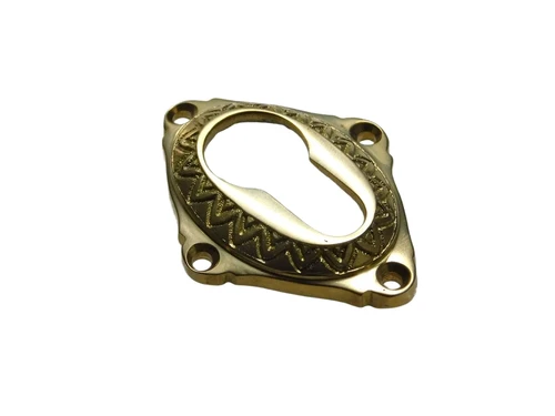 Elegant Lock Rosette - 6 x 4.5 cm - Polished Brass