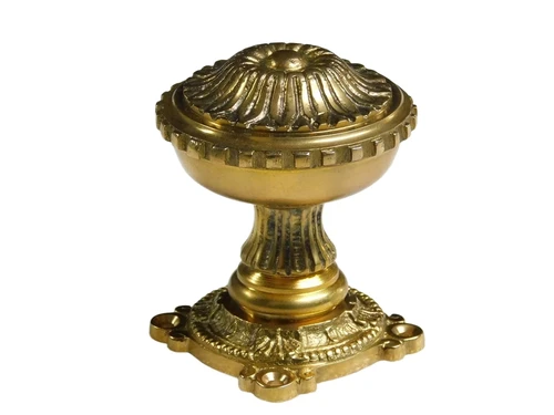 Fixed Door Knob with Rosette - Polished Brass