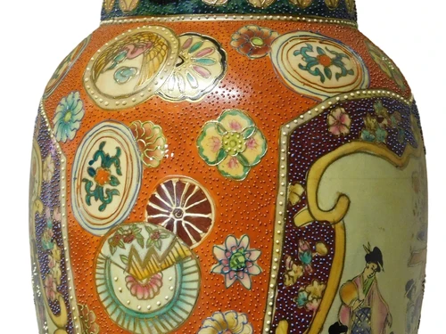 Vintage Vase - 62 cm - Japanese Satsuma style - Hand-painted porcelain