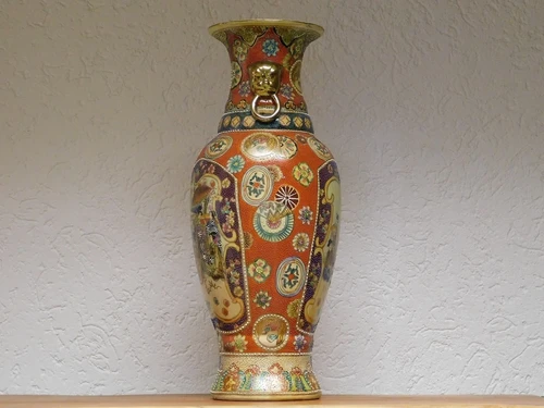 Vintage Vase - 62 cm - Japanese Satsuma style - Hand-painted porcelain