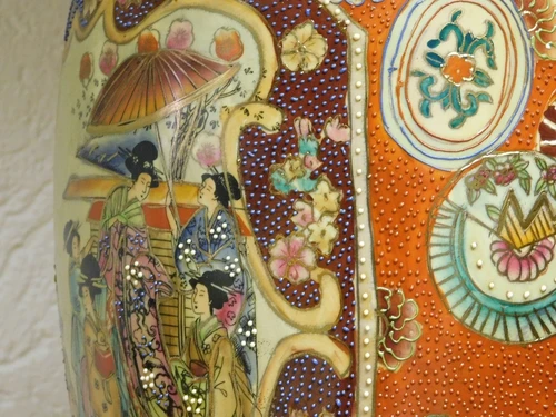 Vintage Vase - 62 cm - Japanese Satsuma style - Hand-painted porcelain