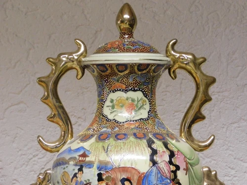 Vintage Vase - 50 cm - Satsuma style - Hand-painted porcelain
