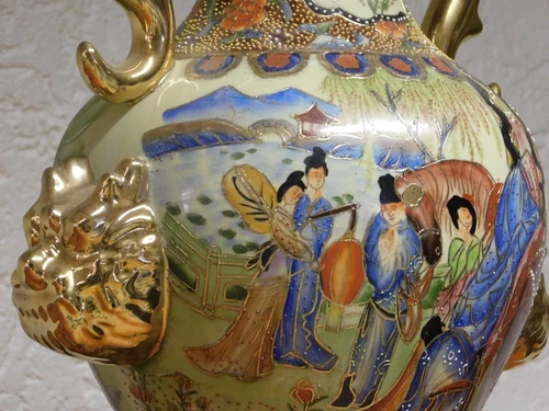 Vintage Vase - 50 cm - Satsuma style - Hand-painted porcelain
