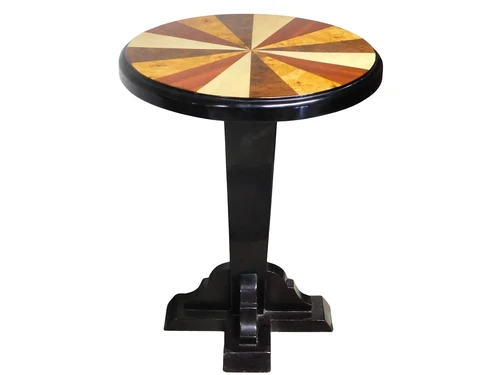 Antieke Art Deco Bijzettafel – Handgemaakt – Ø 60 cm – 75 cm Hoog