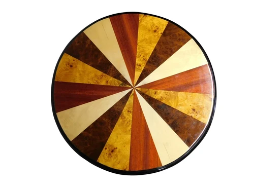 Antieke Art Deco Bijzettafel – Handgemaakt – Ø 60 cm – 75 cm Hoog