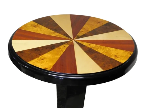 Antieke Art Deco Bijzettafel – Handgemaakt – Ø 60 cm – 75 cm Hoog