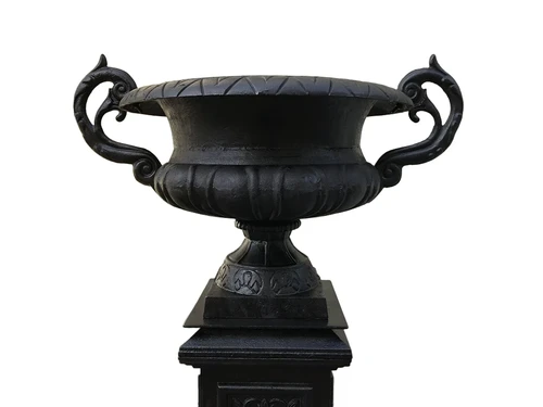 Garden Vase with Handles - 50 cm - Cast Iron - Black Rust