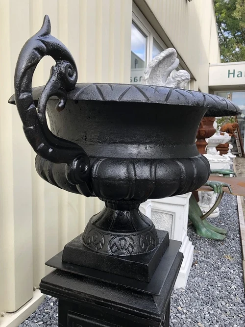 Garden Vase with Handles - 50 cm - Cast Iron - Black Rust