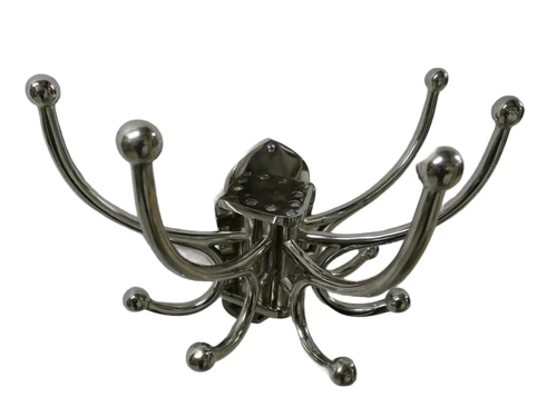 Coat Rack with Movable Hooks – Nickel-Plated Aluminium – 5 Double Hooks