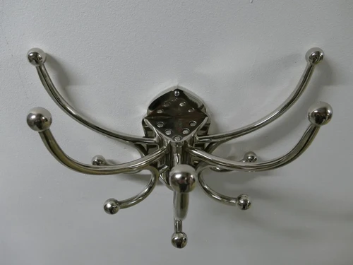 Coat Rack with Movable Hooks – Nickel-Plated Aluminium – 5 Double Hooks