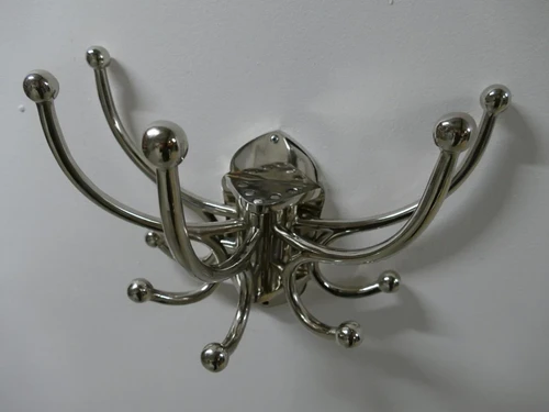Coat Rack with Movable Hooks – Nickel-Plated Aluminium – 5 Double Hooks