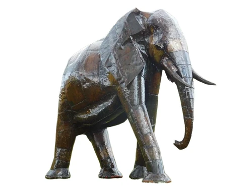 XXL-Elefant, handgefertigt – Metall – ca. 225 x 250 cm – Braune Ausführung
