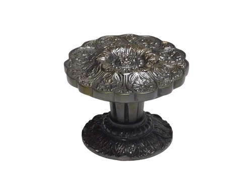 Solid Flower Door Knob with Rosette - Dark Patinated Brass