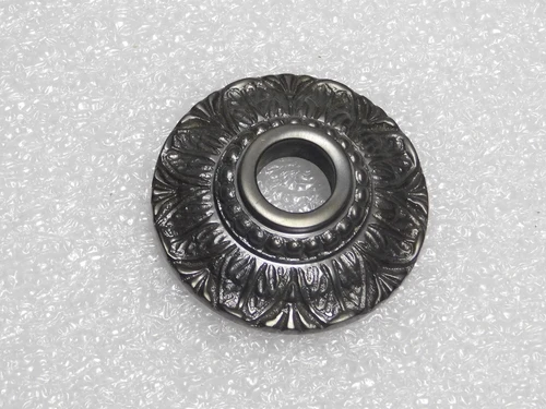 Solid Flower Door Knob with Rosette - Dark Patinated Brass