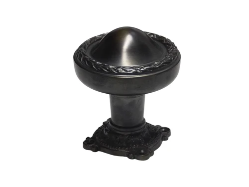 Solid Door Knob with Elegant Rosette - Dark Patinated Brass