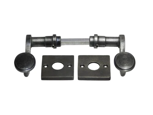 Hamilton Door Handle Set with Escutcheons - Galvanised Cast Iron