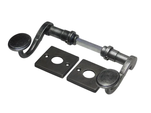 Hamilton Door Handle Set with Escutcheons - Galvanised Cast Iron