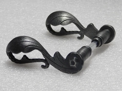 Vienna Handle Set + Square Handle and Lock Rosettes - Galvanised Cast Iron