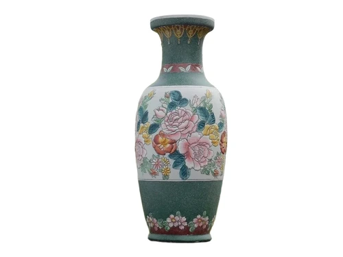 Large Vintage Asian Decorative Vase with Floral Motif – approx. 60 cm – Ceramic