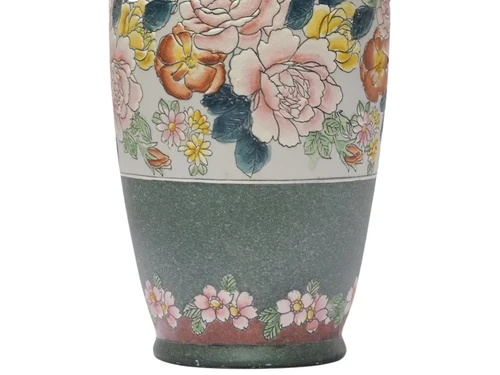2er-Set großer Vintage Asiatischer Ziervasen mit Blumenmuster – ca. 60 cm – Keramik