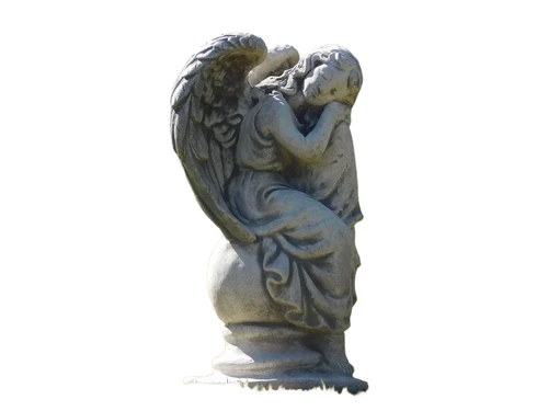 Angel on a Ball Sculpture - 36 cm - Stone