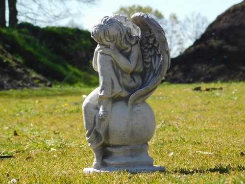 Angel on a Ball Sculpture - 36 cm - Stone