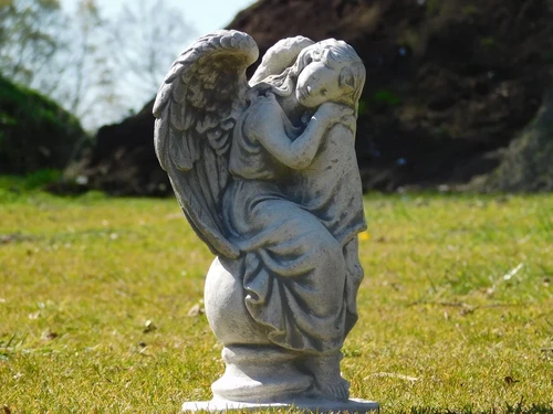 Angel on a Ball Sculpture - 36 cm - Stone