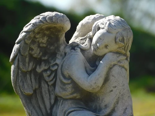 Angel on a Ball Sculpture - 36 cm - Stone