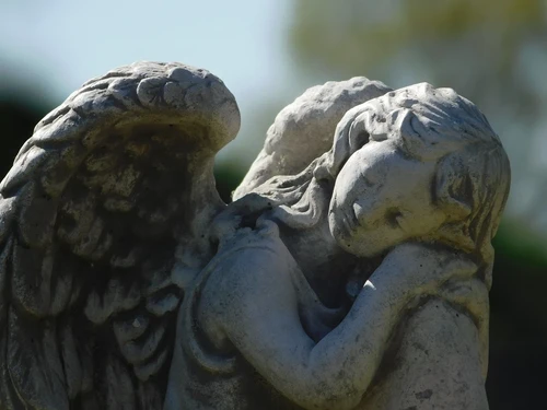 Angel on a Ball Sculpture - 36 cm - Stone